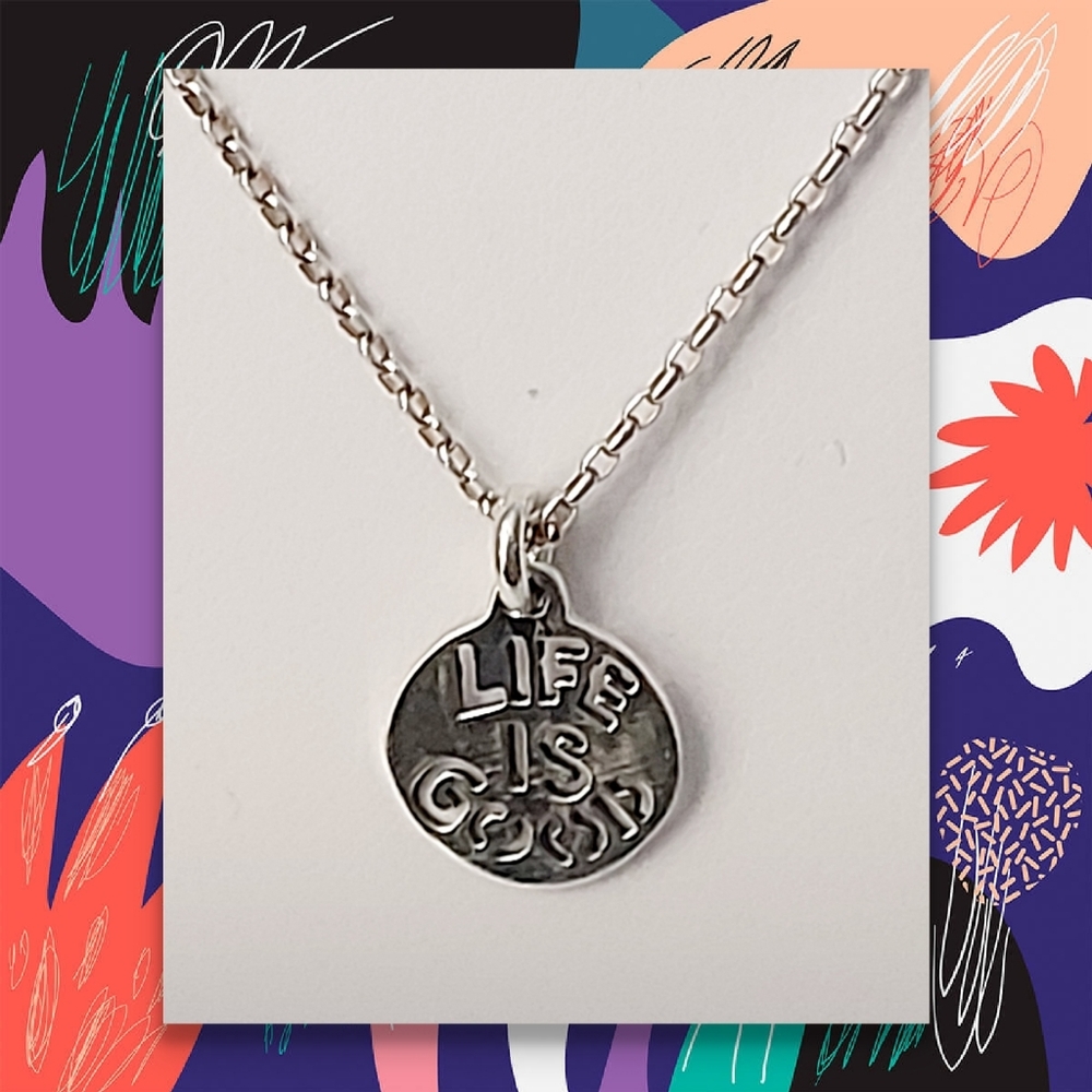 LIFE IS GOOD  Pendant Necklace,925 Sterling Silver